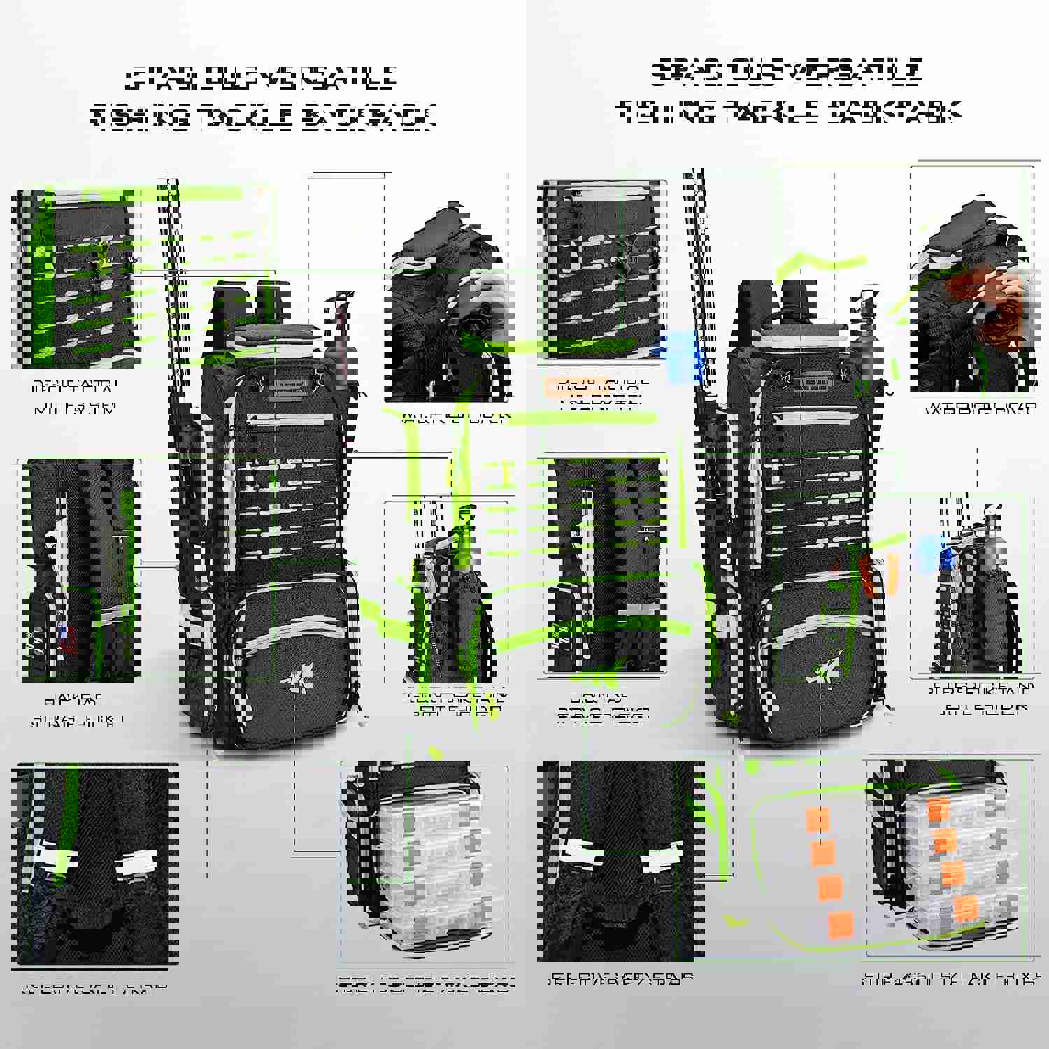 Kastking Waterproof Fishing Tackle Backpack with 20 Pockets and Rod Holders