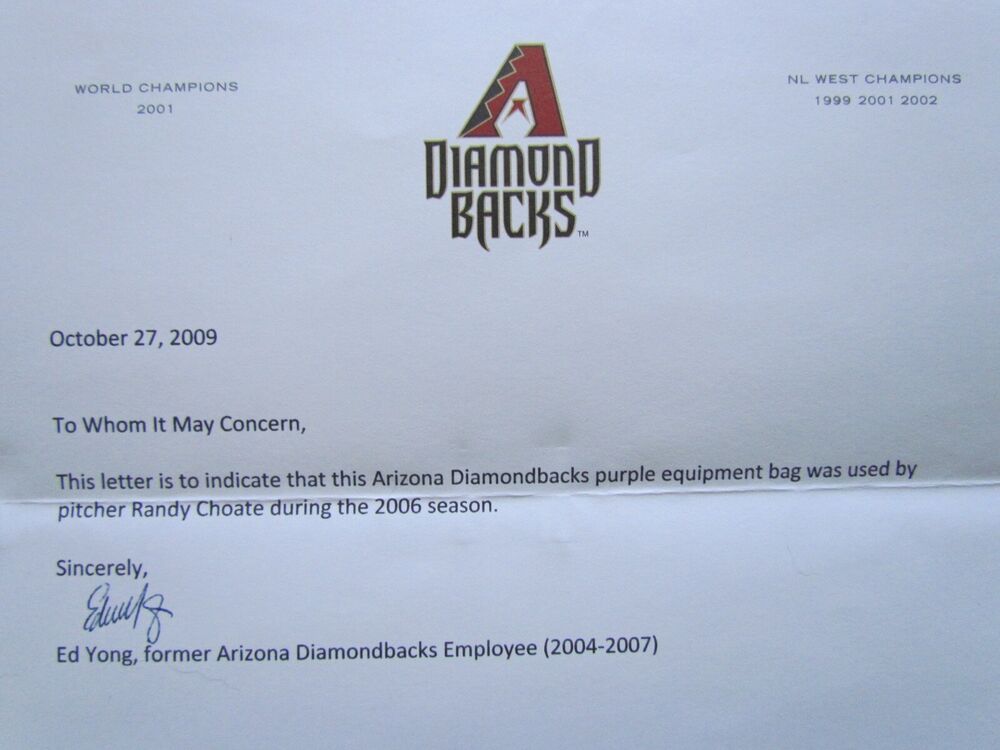 Randy Choate Game-Used 2006 Arizona Diamondbacks Large Equipment Bag