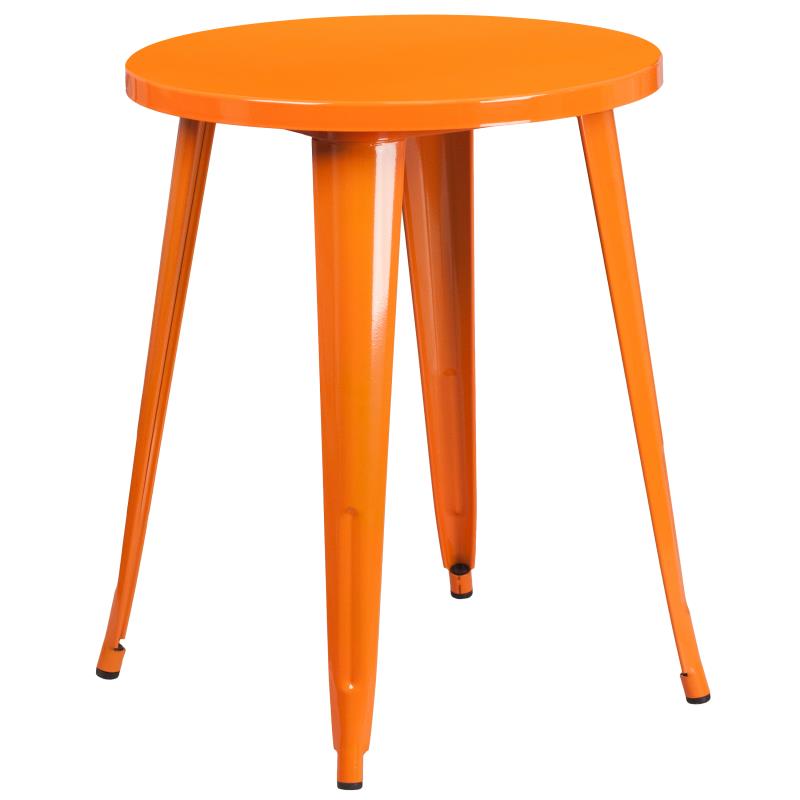 Flash Furniture Chauncey 24" Round Orange Metal Indoor-Outdoor Table Set with 4 Arm Chairs