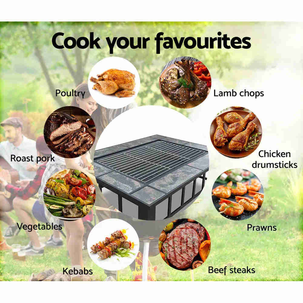 Multi-functional Outdoor Fire Pit BBQ Grill Table for Garden and Camping
