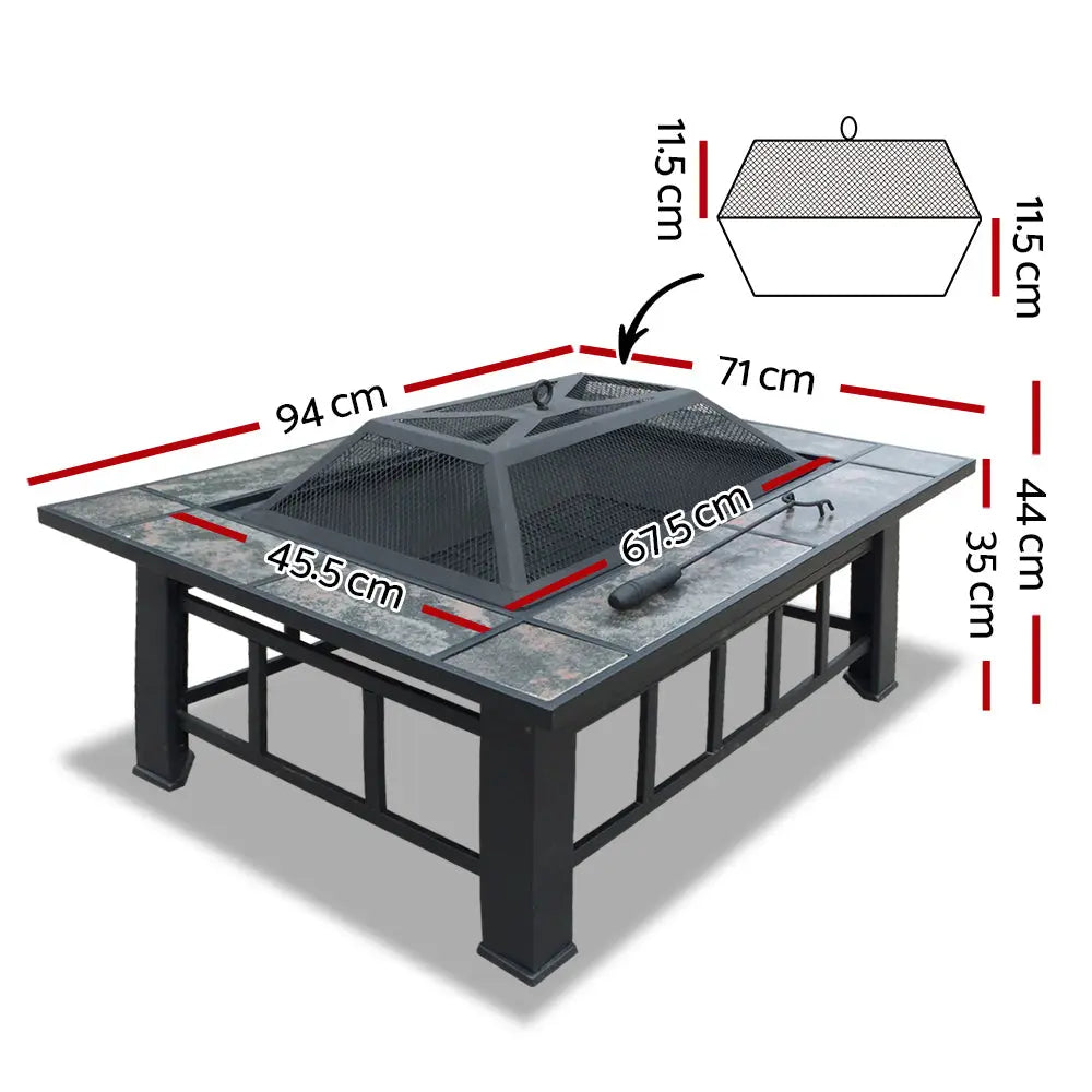 Multi-functional Outdoor Fire Pit BBQ Grill Table for Garden and Camping