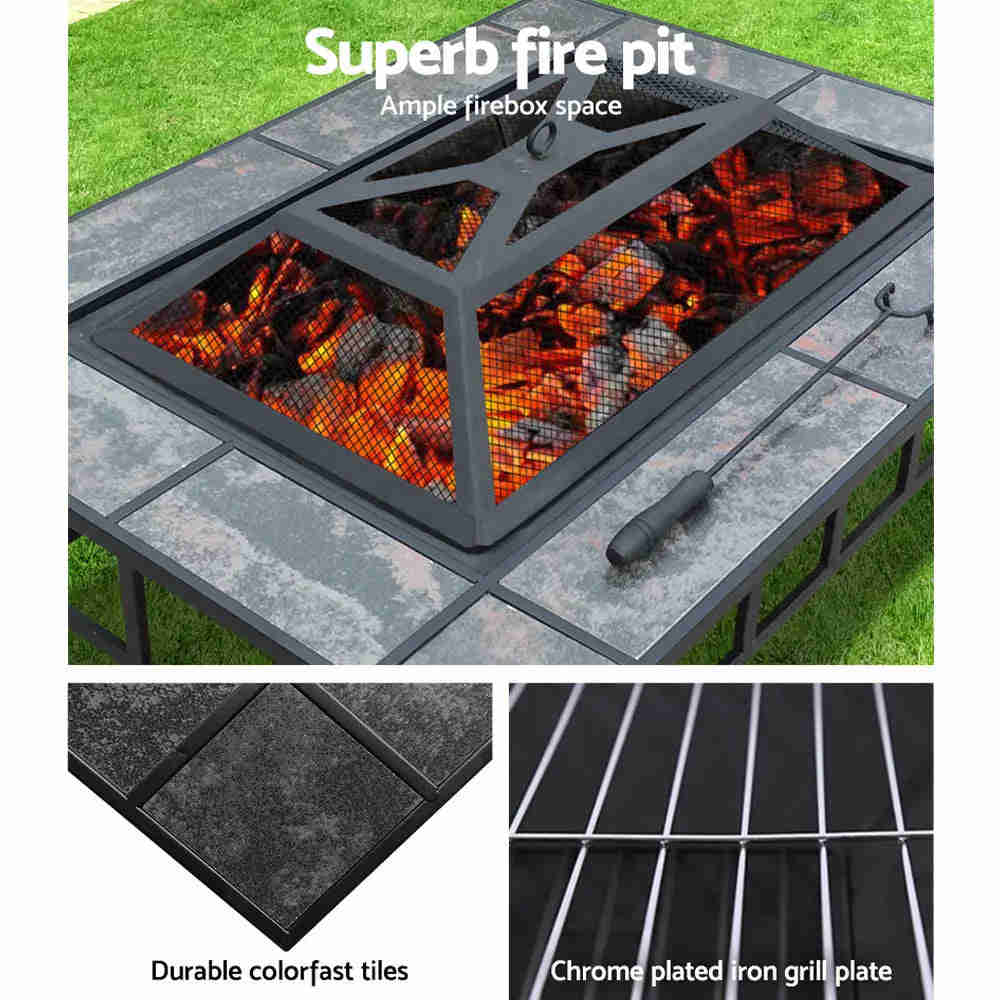 Multi-functional Outdoor Fire Pit BBQ Grill Table for Garden and Camping