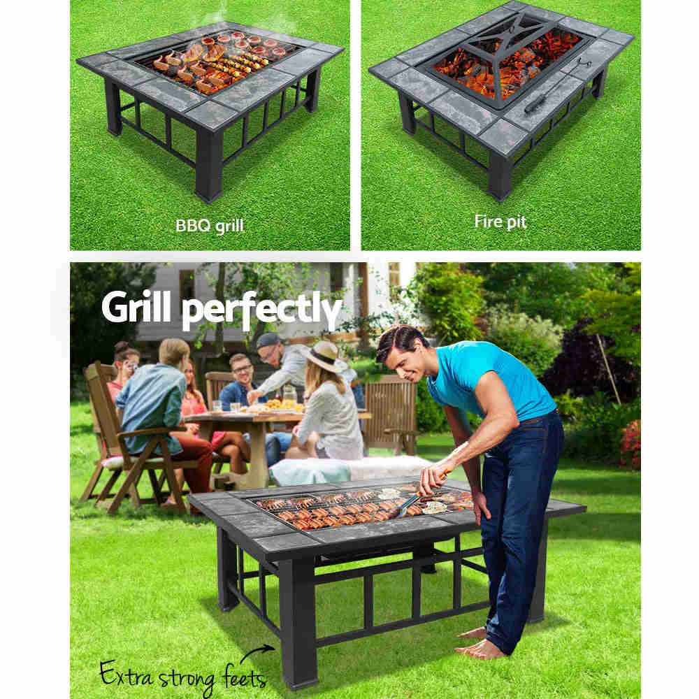 Multi-functional Outdoor Fire Pit BBQ Grill Table for Garden and Camping