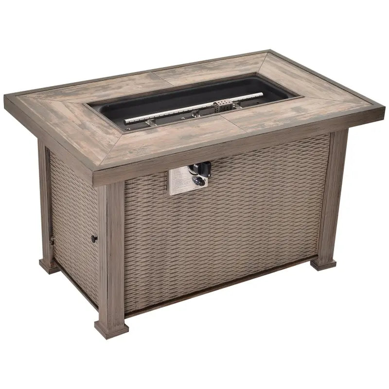 Outsunny 42 Inch Outdoor Propane Gas Fire Pit Table with Auto-Ignition