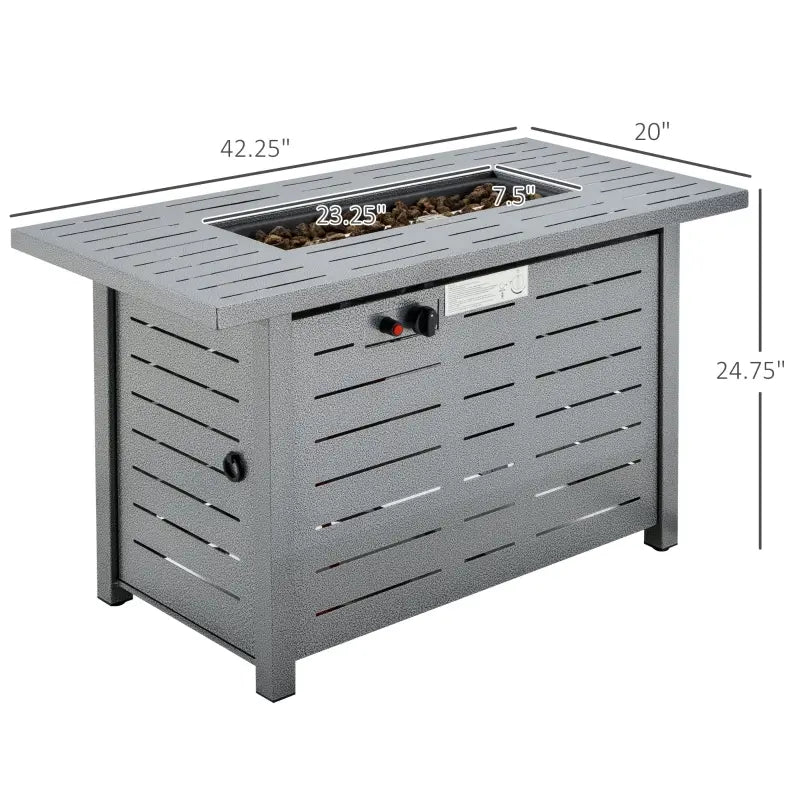 Outsunny 42 Inch Outdoor Propane Gas Fire Pit Table with Auto-Ignition