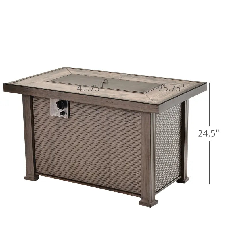 Outsunny 42 Inch Outdoor Propane Gas Fire Pit Table with Auto-Ignition