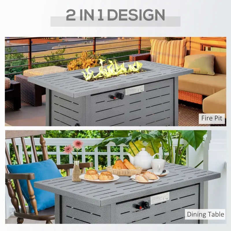 Outsunny 42 Inch Outdoor Propane Gas Fire Pit Table with Auto-Ignition