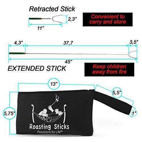 KBA Marshmallow Roasting Sticks 45 Long - Set of 8 Telescoping Smores Sticks for Fire Pit