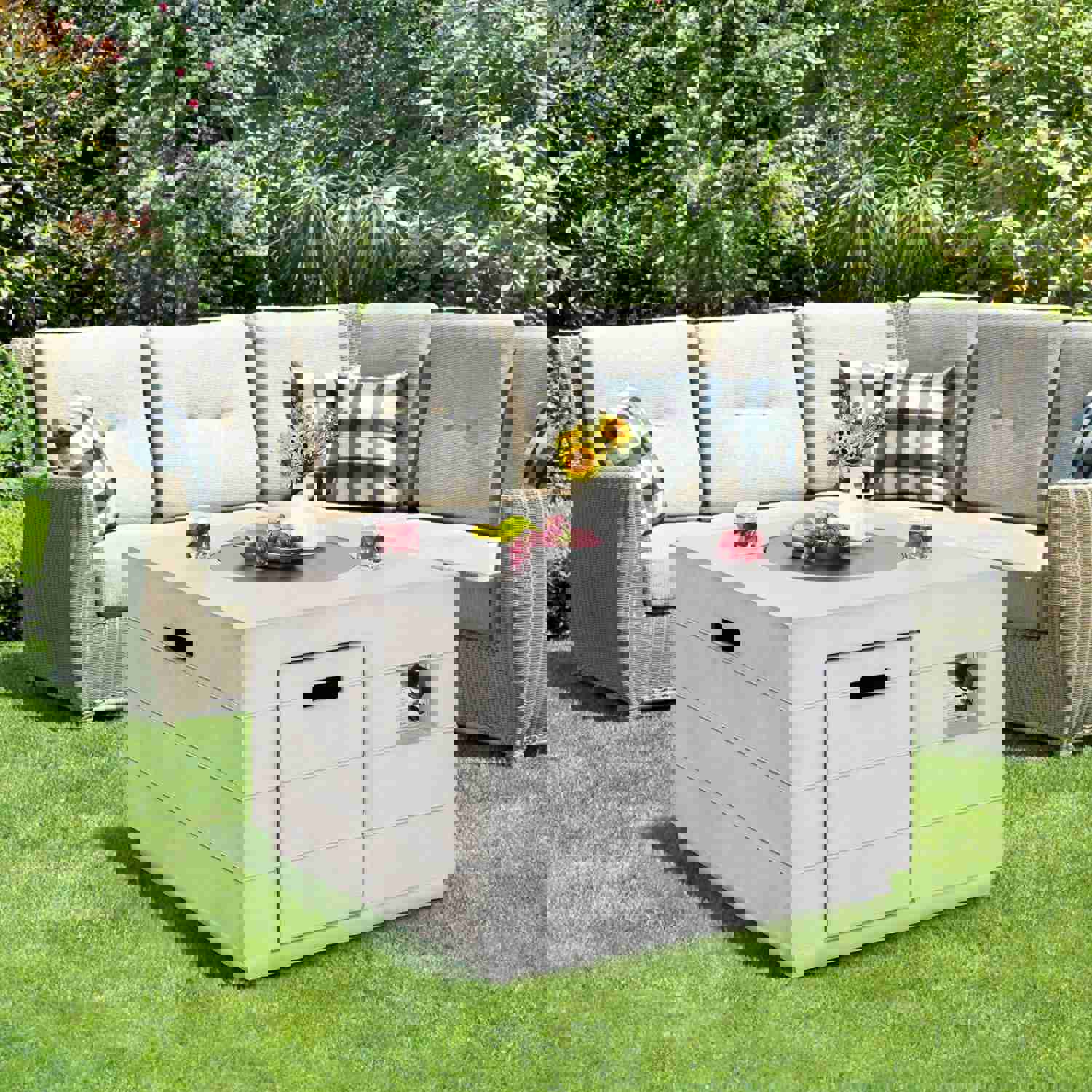 Tangkula 35 Inch Convertible Concrete Propane Gas Fire Pit Table with Protective Cover