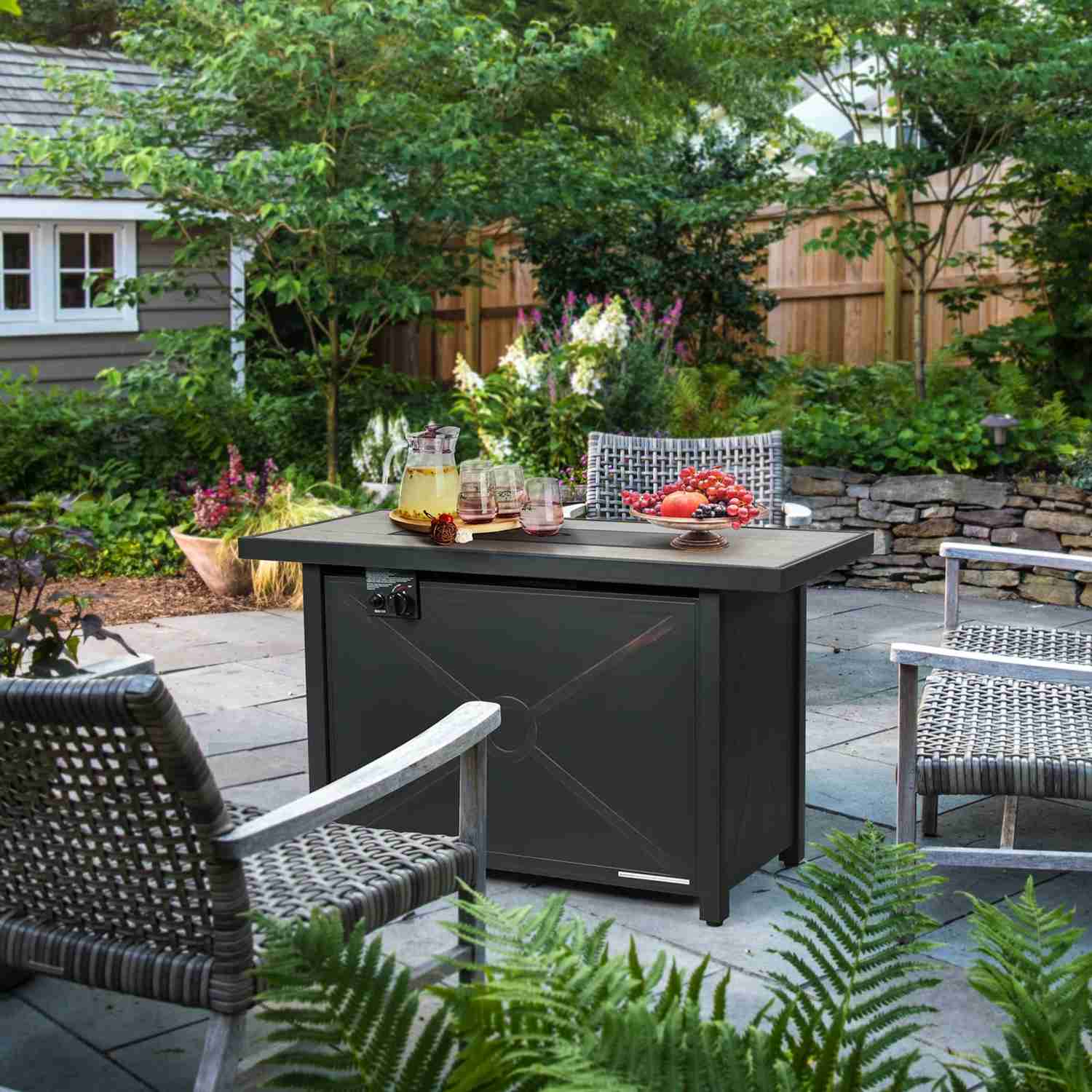 Tangkula 42 Inch Propane Fire Pit Table with Ceramic Tabletop