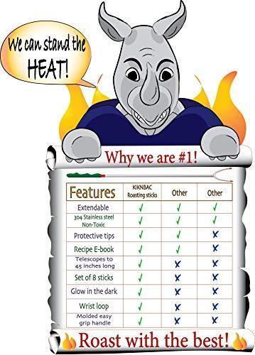 KBA Marshmallow Roasting Sticks 45 Long - Set of 8 Telescoping Smores Sticks for Fire Pit