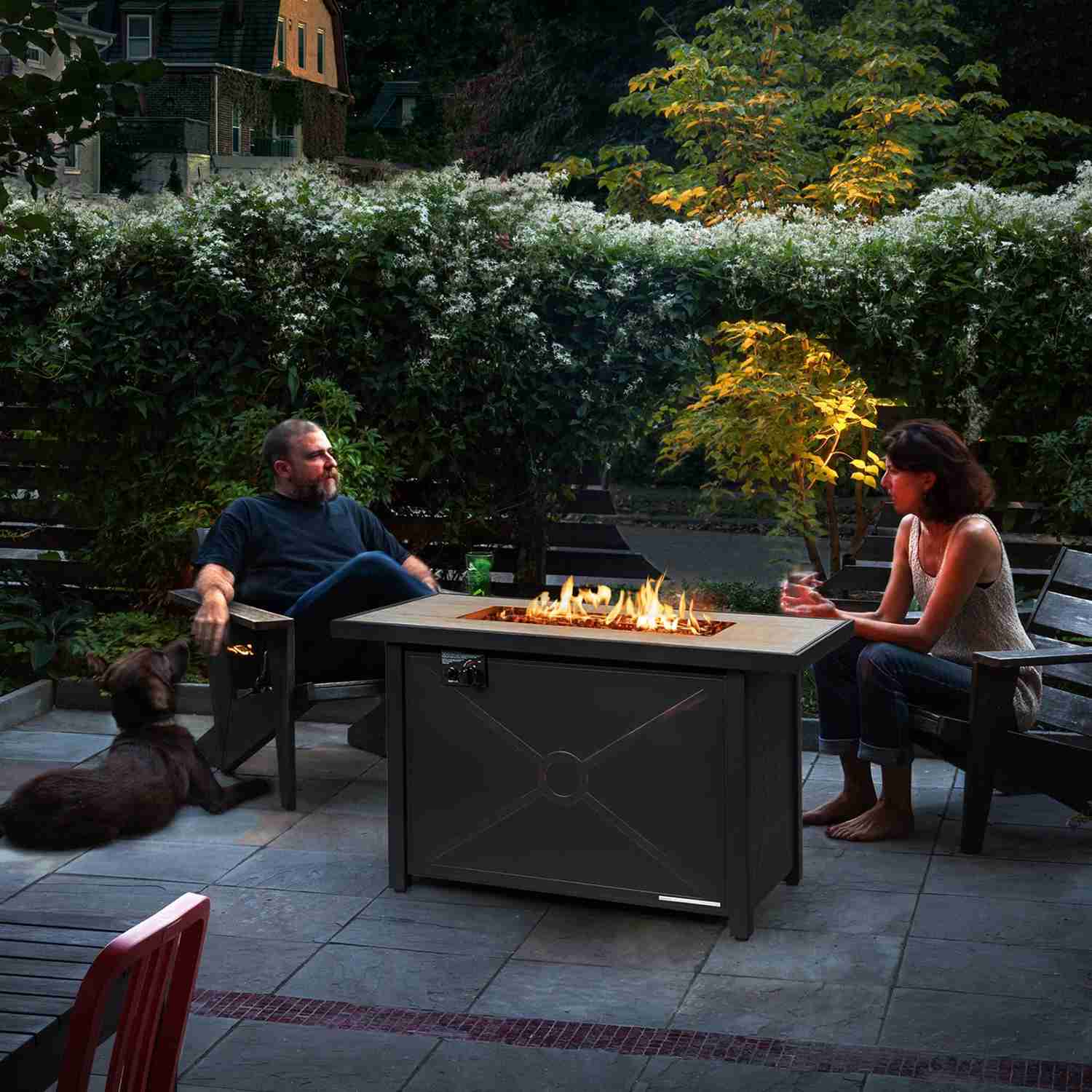 Tangkula 42 Inch Propane Fire Pit Table with Ceramic Tabletop