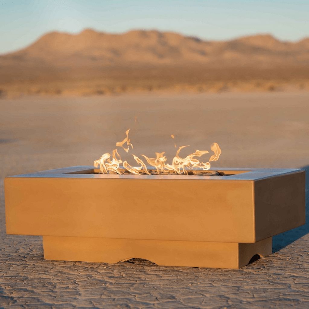 The Outdoor Plus - Del Mar GFRC Concrete Rectangle Liquid Propane Fire Pit Table 60