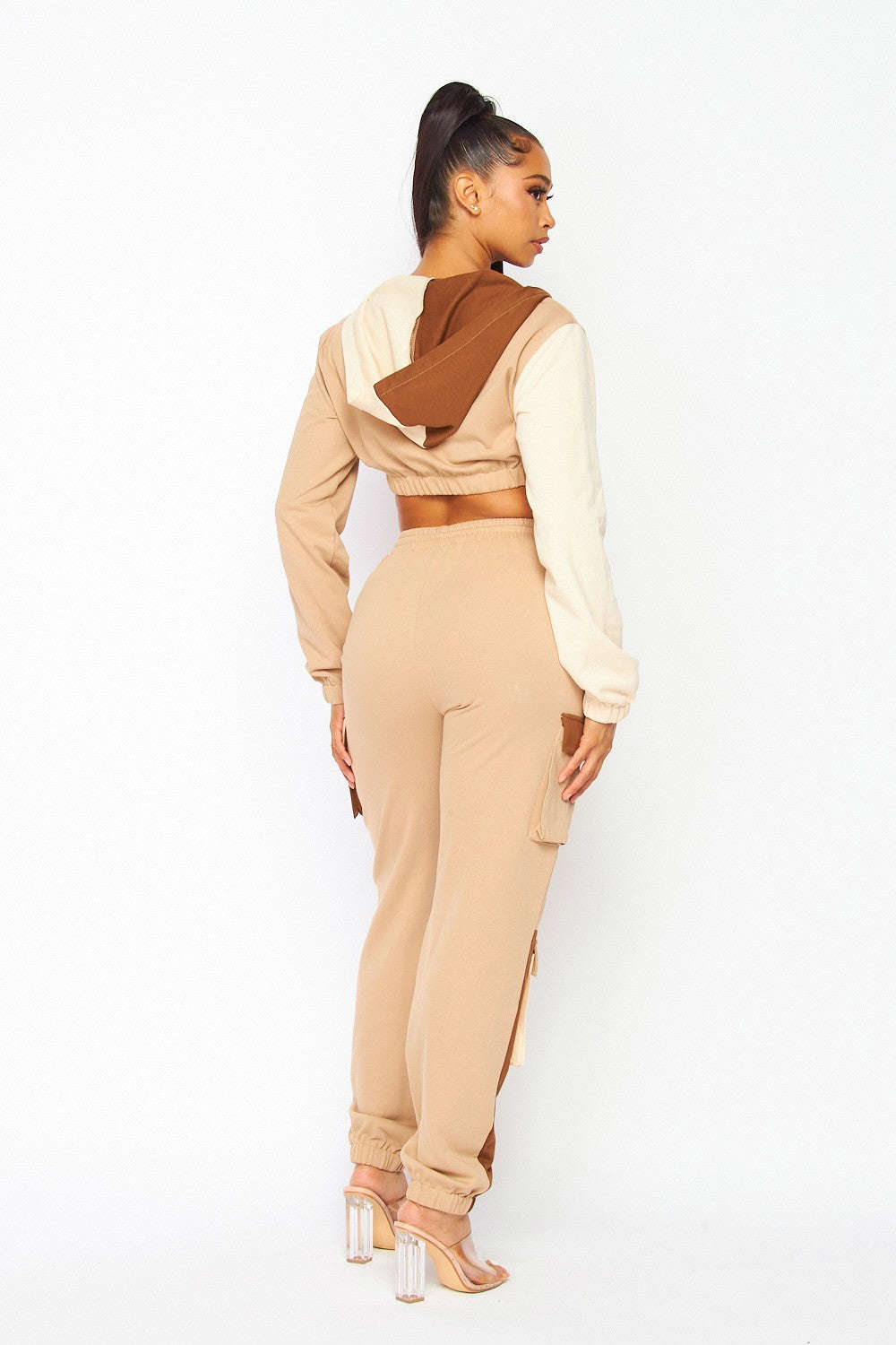 Not Sorry Color Block Jogger Pant Hoodie Sweat Set
