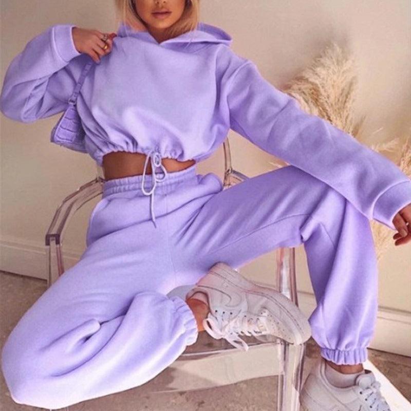 Women's 2-Piece Jogging Suits - Stylish Long Sleeve Hoodie & Tracksuit for Casual Fitness