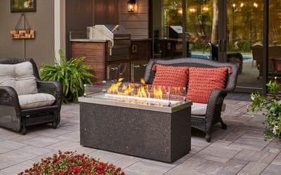 The Outdoor GreatRoom Company 48 Inch Stainless Steel Key Largo Linear Gas Fire Pit Table