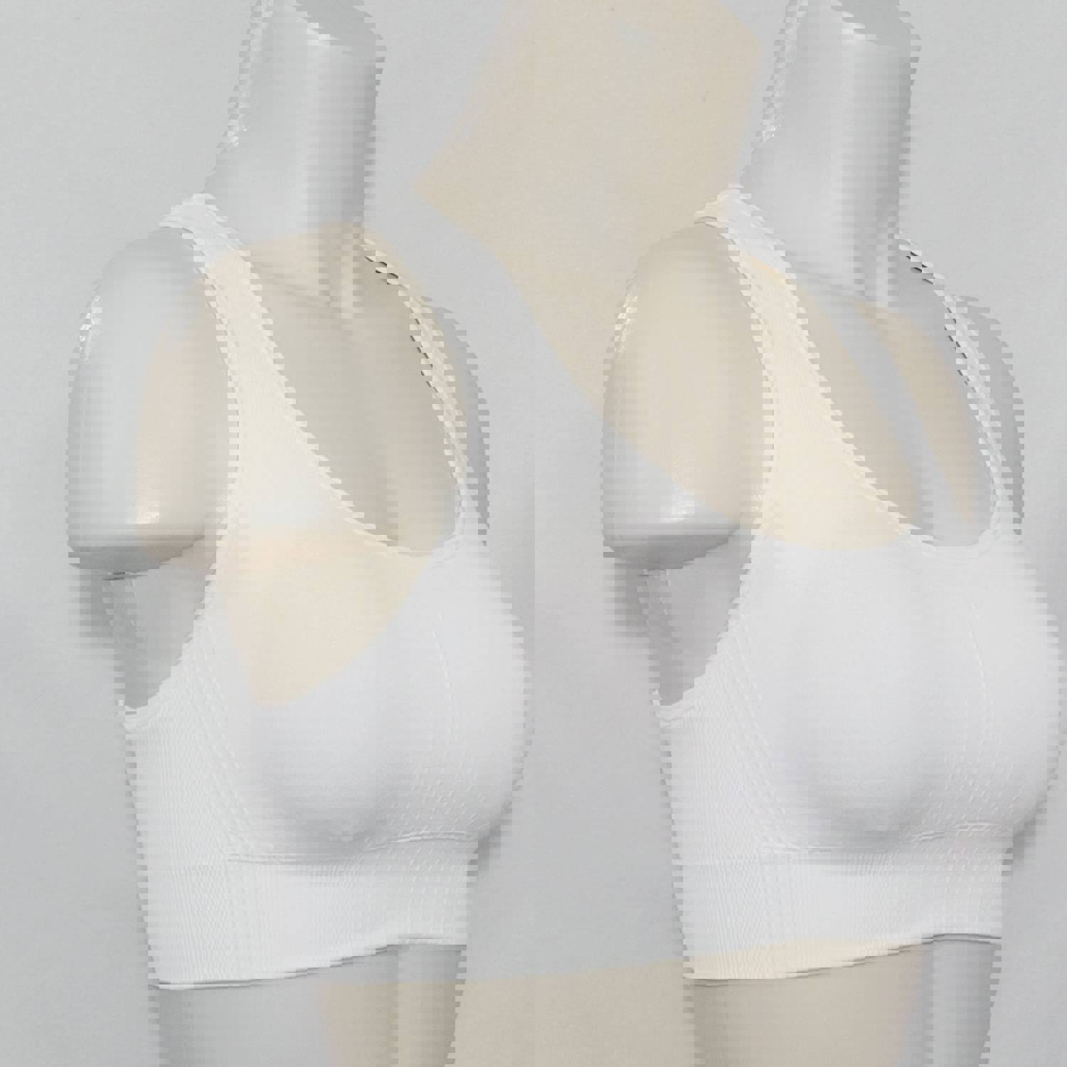 Champion N9169 Wire Free Racerback Sports Bra - Medium, White