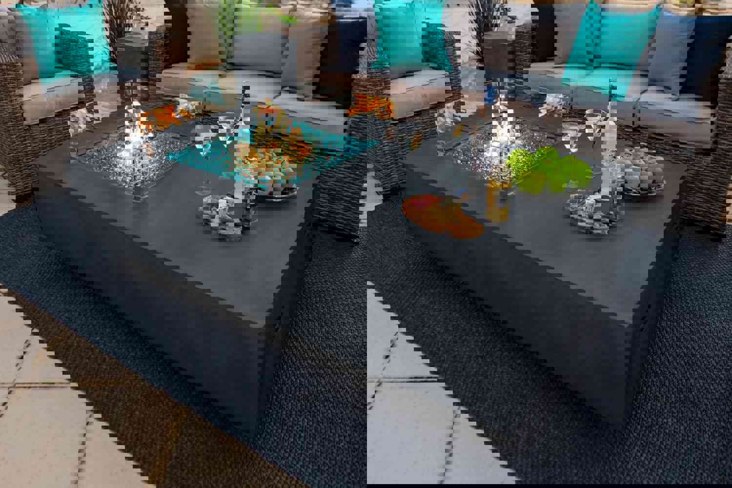 65" Rectangular Outdoor Propane Gas Fire Pit Table in Gray