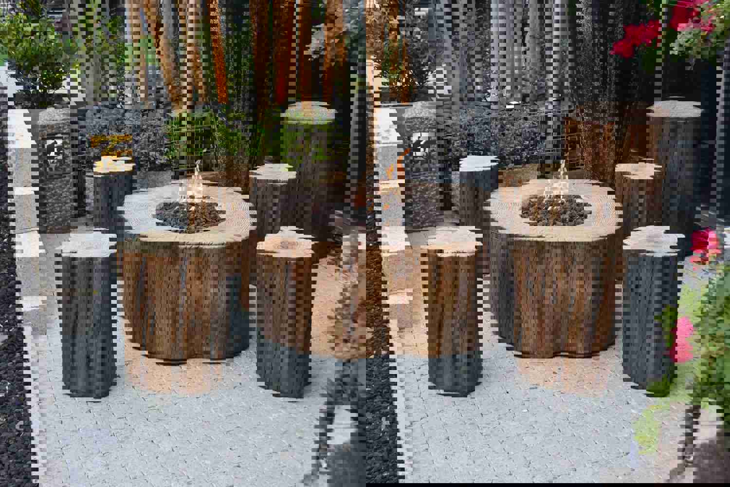 Manchester Natural Wood Concrete Fire Pit Table