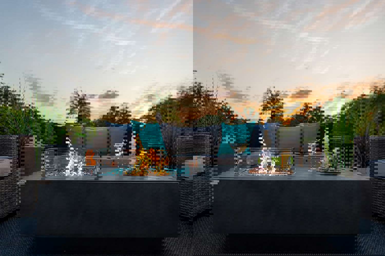 65" Rectangular Outdoor Propane Gas Fire Pit Table in Gray