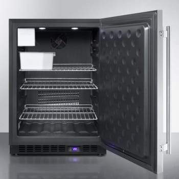 Summit 24 Outdoor Undercounter Freezer with Stainless Steel Cabinet, Ice Maker, and Adjustable Shelves