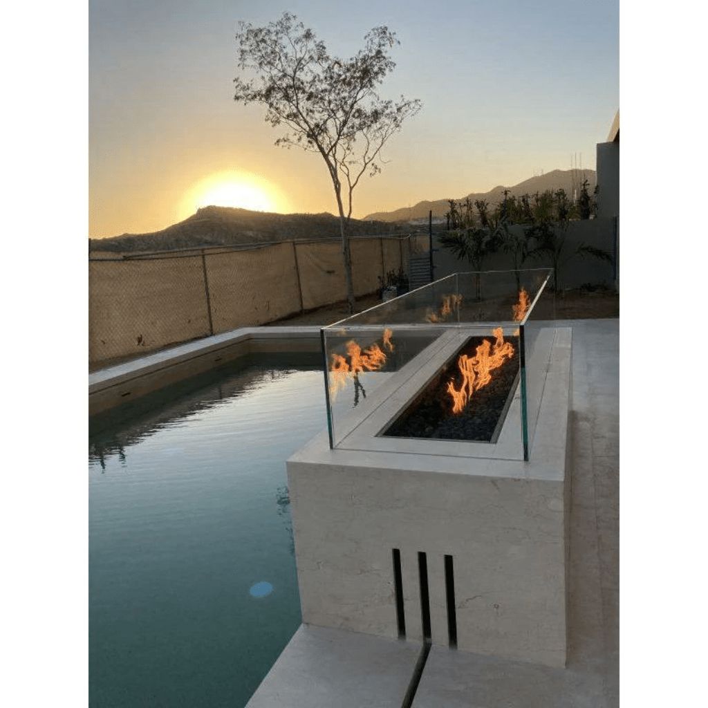 The Outdoor Plus - Cabo Linear GFRC Concrete Rectangle Natural Gas Fire Pit 90
