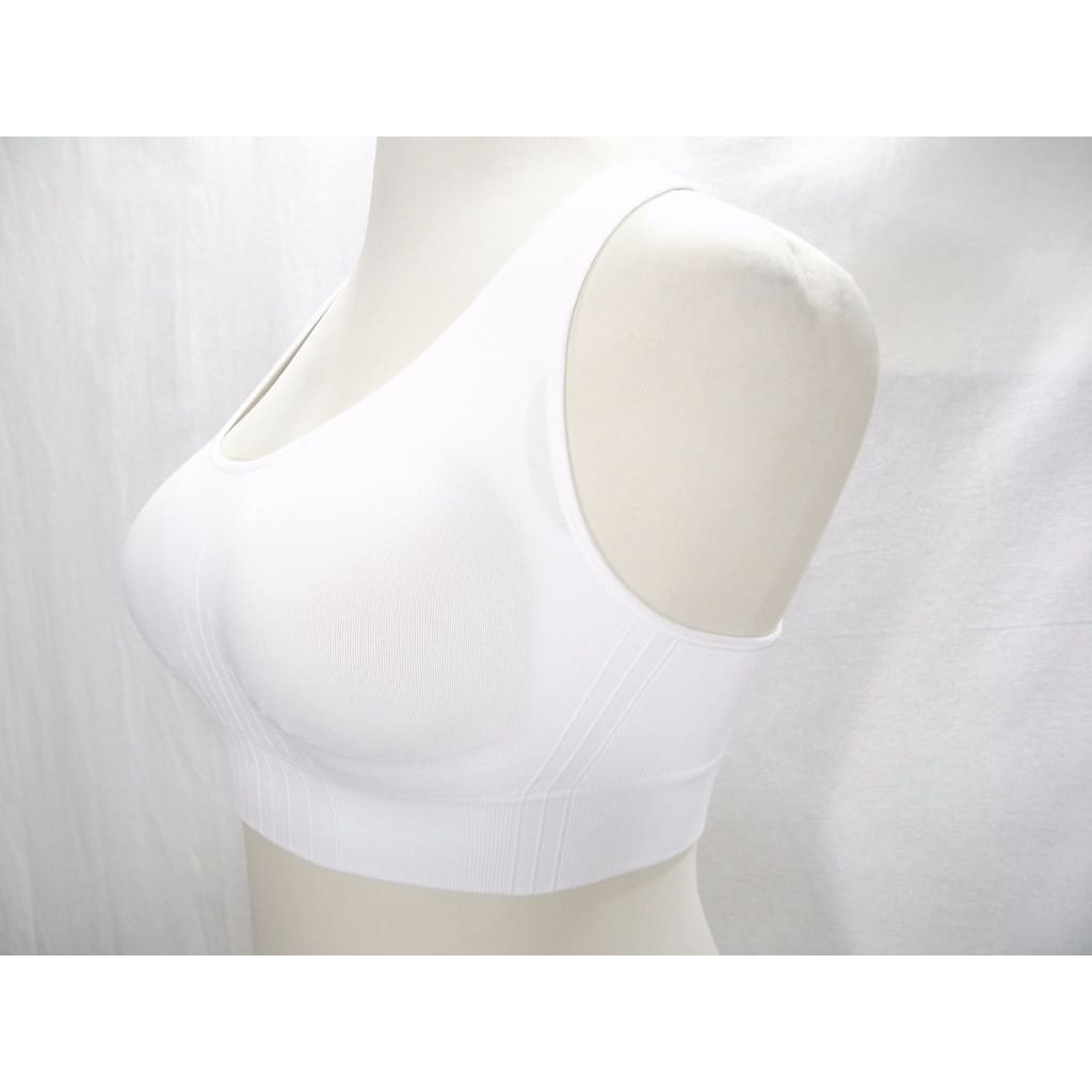 Champion N9169 Wire Free Racerback Sports Bra - Medium, White