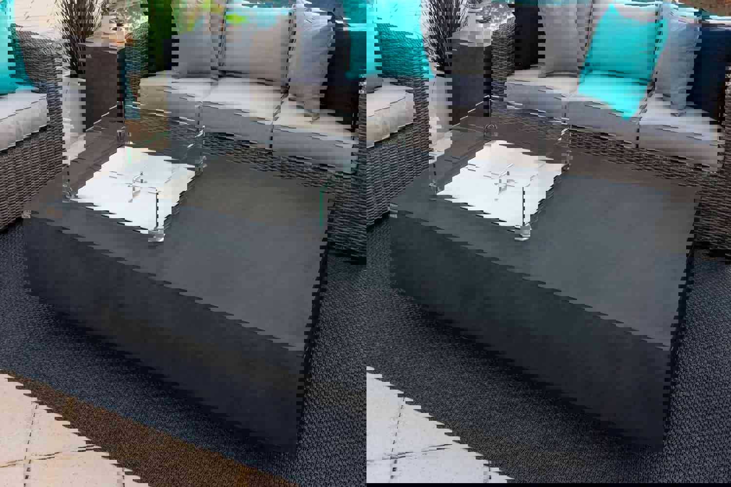 65" Rectangular Outdoor Propane Gas Fire Pit Table in Gray