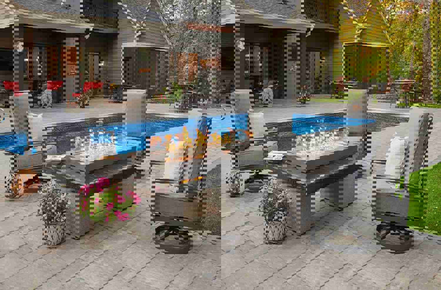 Outdoor Greatroom UPT-1242 Black Uptown Linear Gas Fire Pit Table