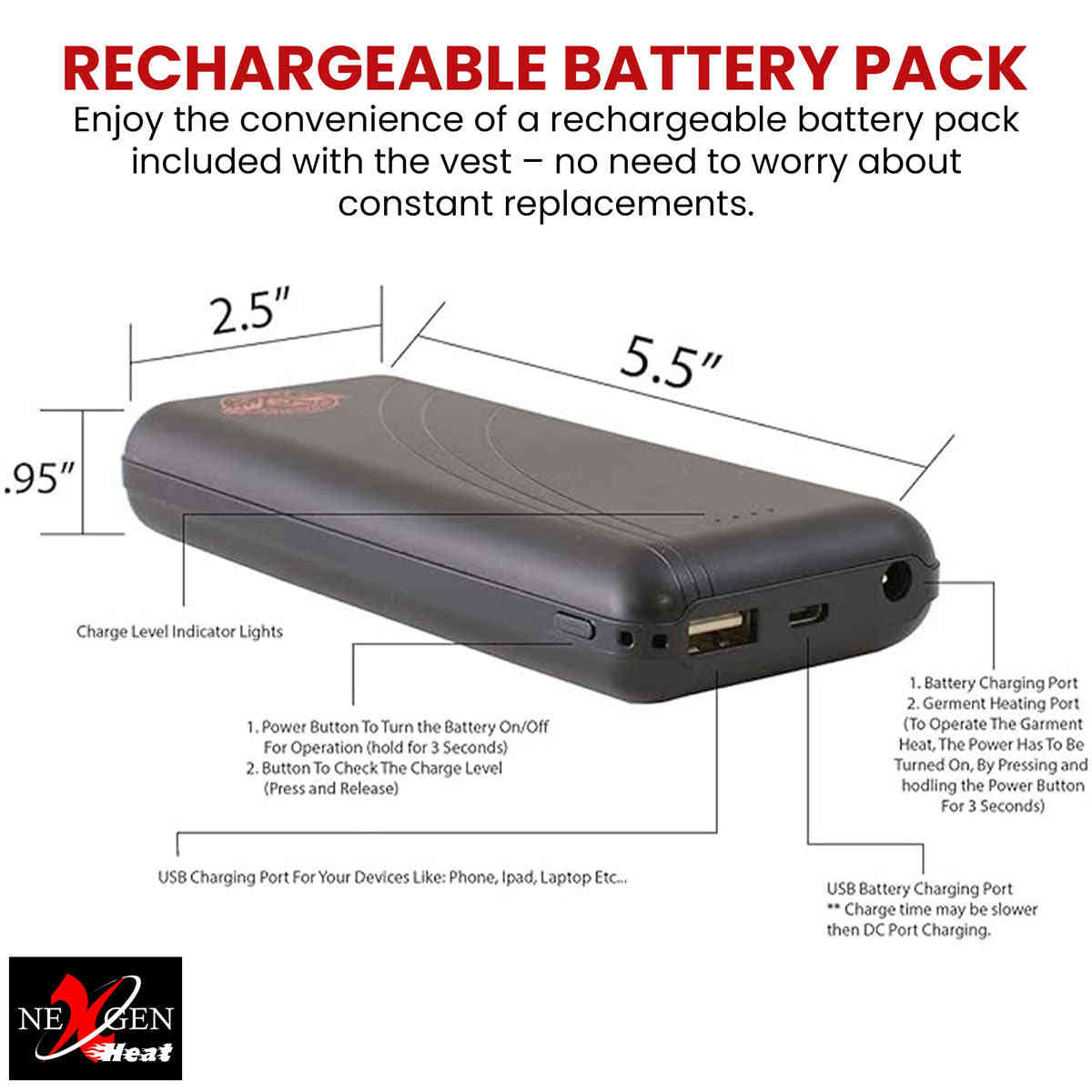 Nexgen Heat Women's NXL4301SET Puffer Black Heated Vest with Rechargeable Battery