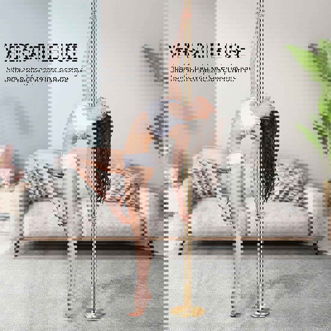 Professional Spinning Dancing Pole, 45mm Portable Dance Pole for Home Fitness - Gold