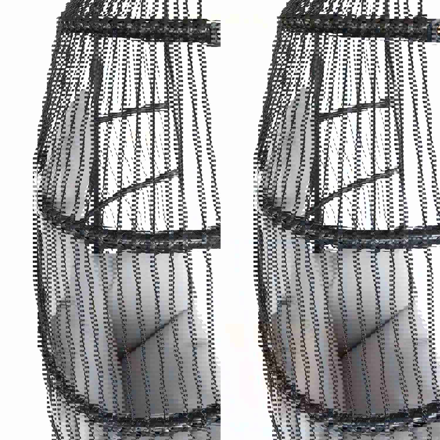 Large Folding Hanging Egg Chair with Stand for Outdoor Patio, Grey Cushion, 330LBS Capacity