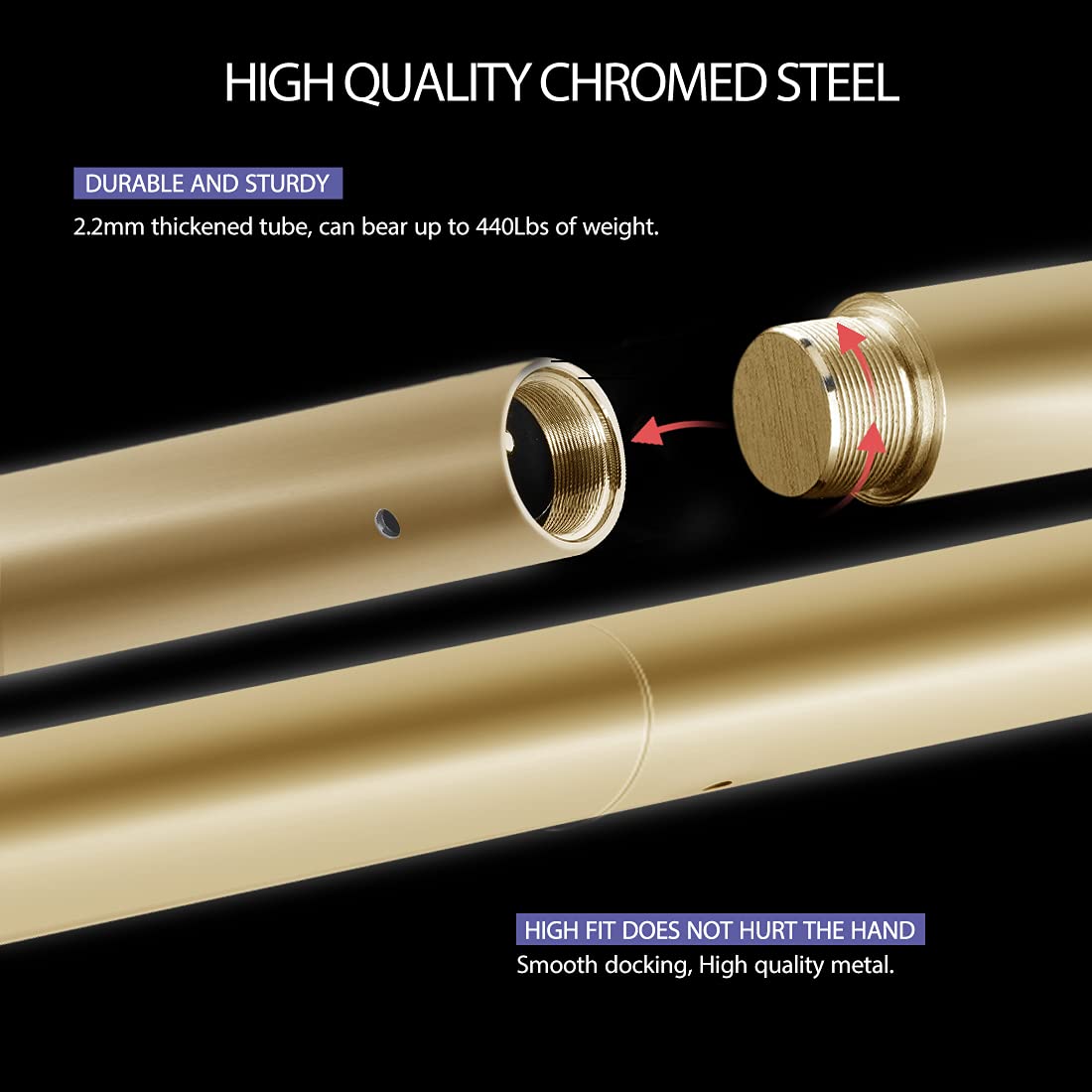 Professional Spinning Dancing Pole, 45mm Portable Dance Pole for Home Fitness - Gold