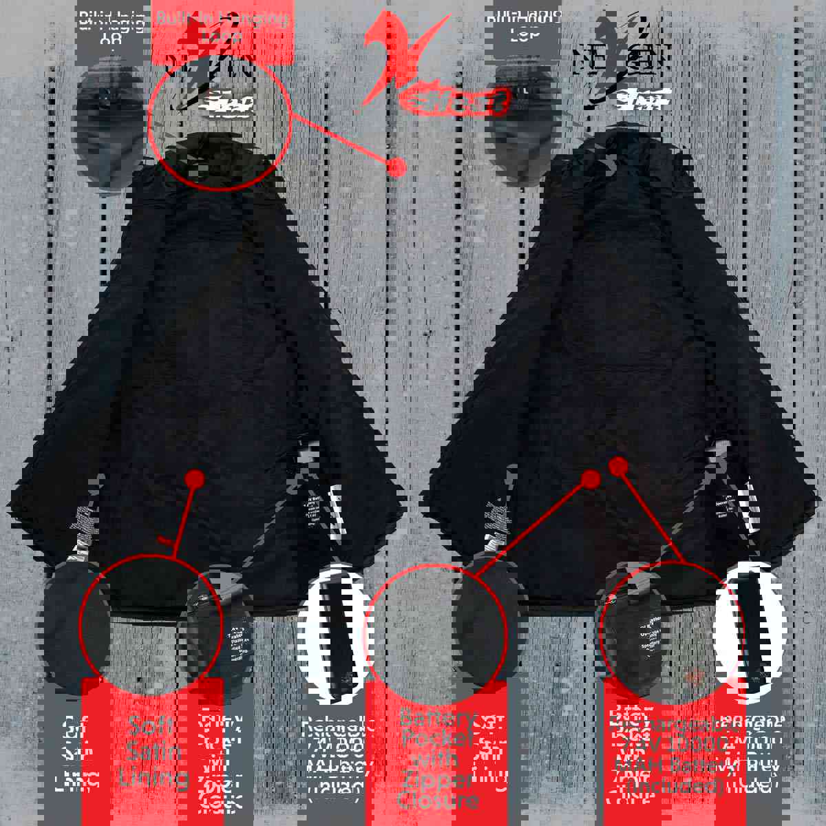 Nexgen Heat Women's NXL4301SET Puffer Black Heated Vest with Rechargeable Battery