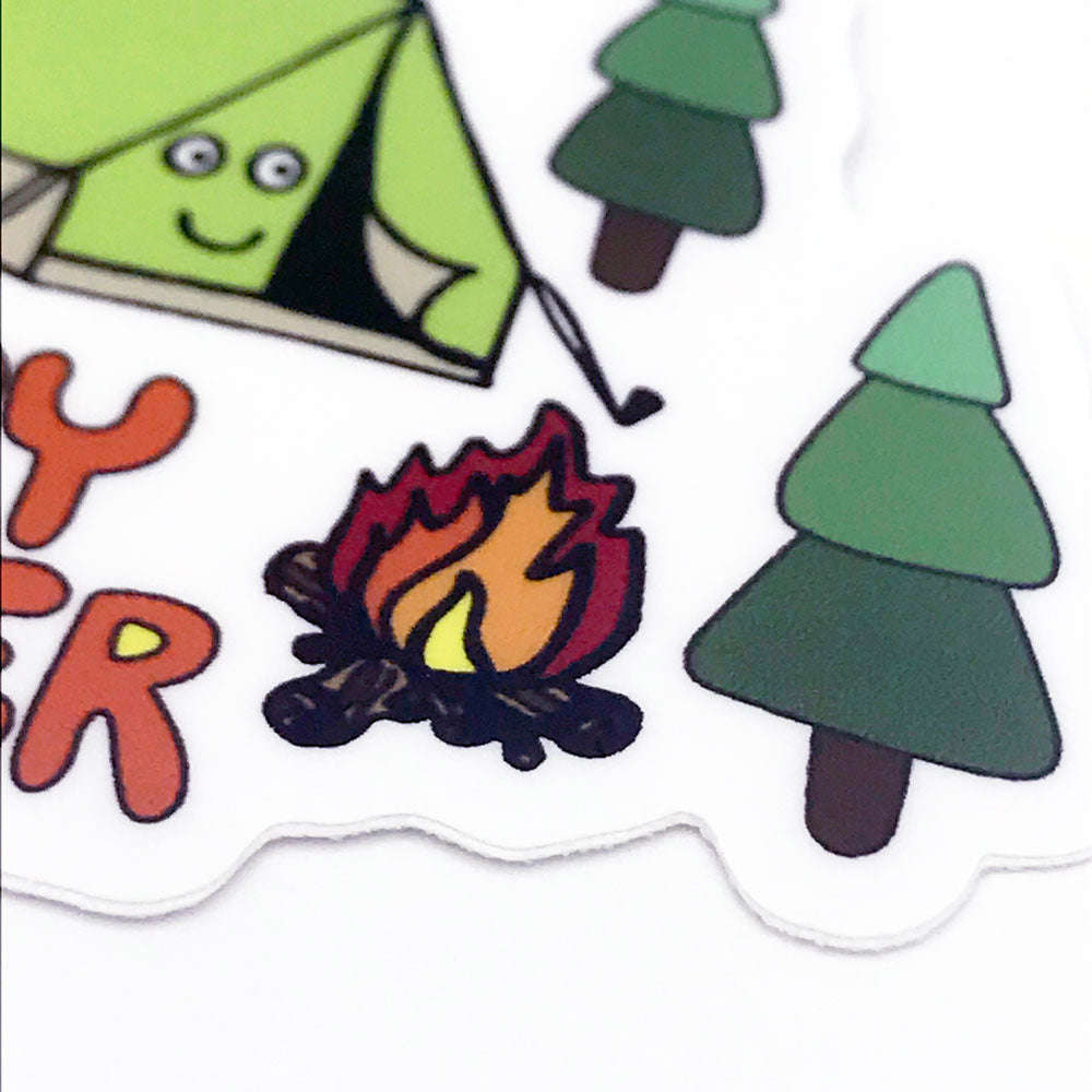 Happy Camper Vinyl Sticker - Durable Outdoor Decal for Camping Enthusiasts