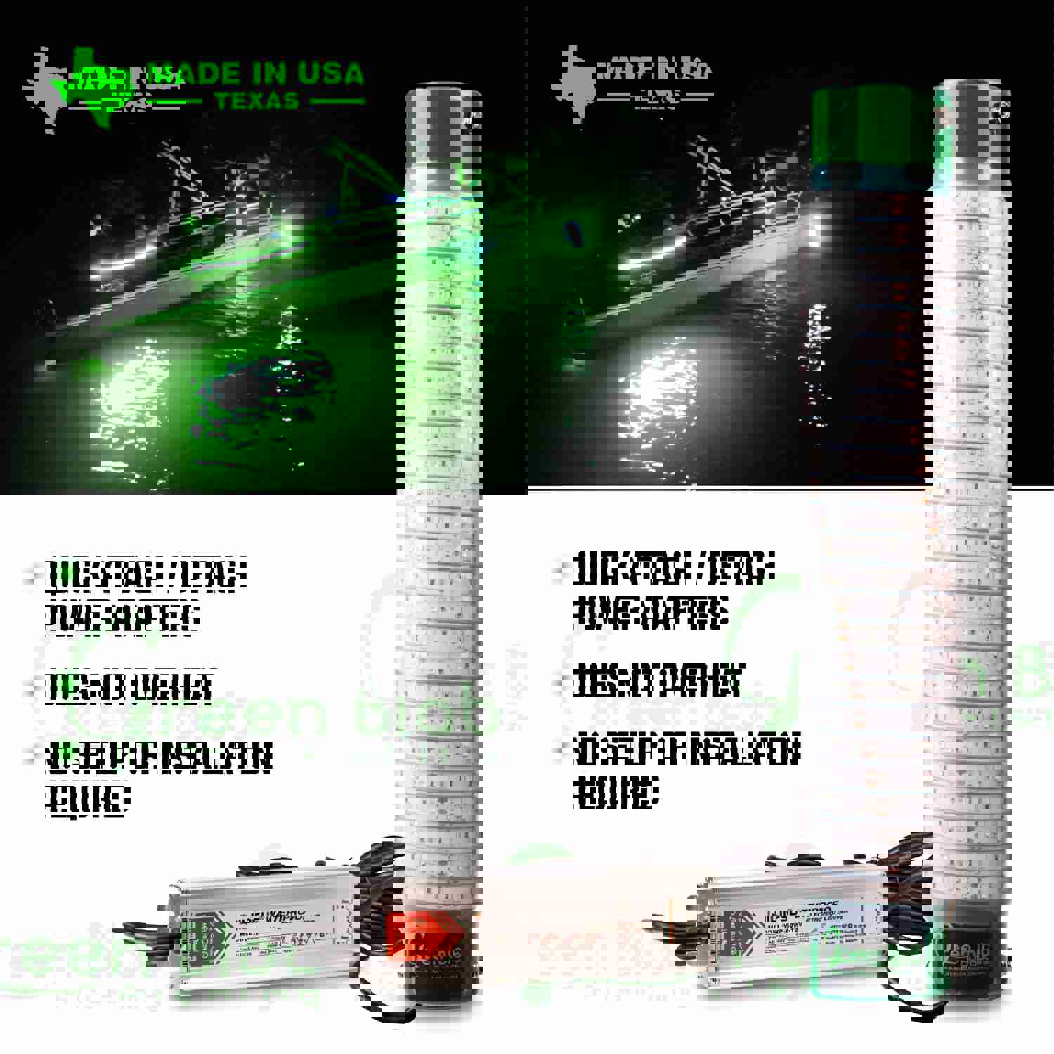 Green Blob Outdoors: 15,000 Lumen Underwater LED Fishing Light - Energy-Efficient, Versatile, Texas-Made