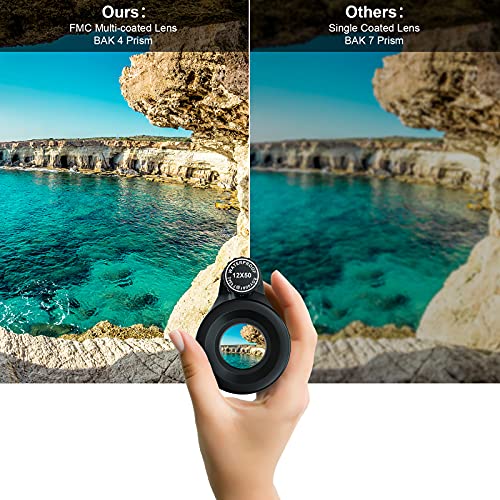 12X50 HD Monocular Telescope with Tripod Adapter for Outdoor Activities