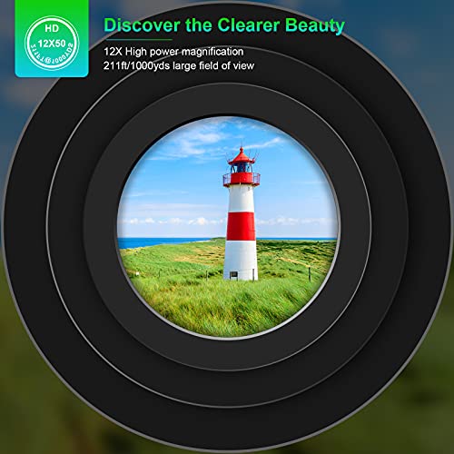 12X50 HD Monocular Telescope with Tripod Adapter for Outdoor Activities