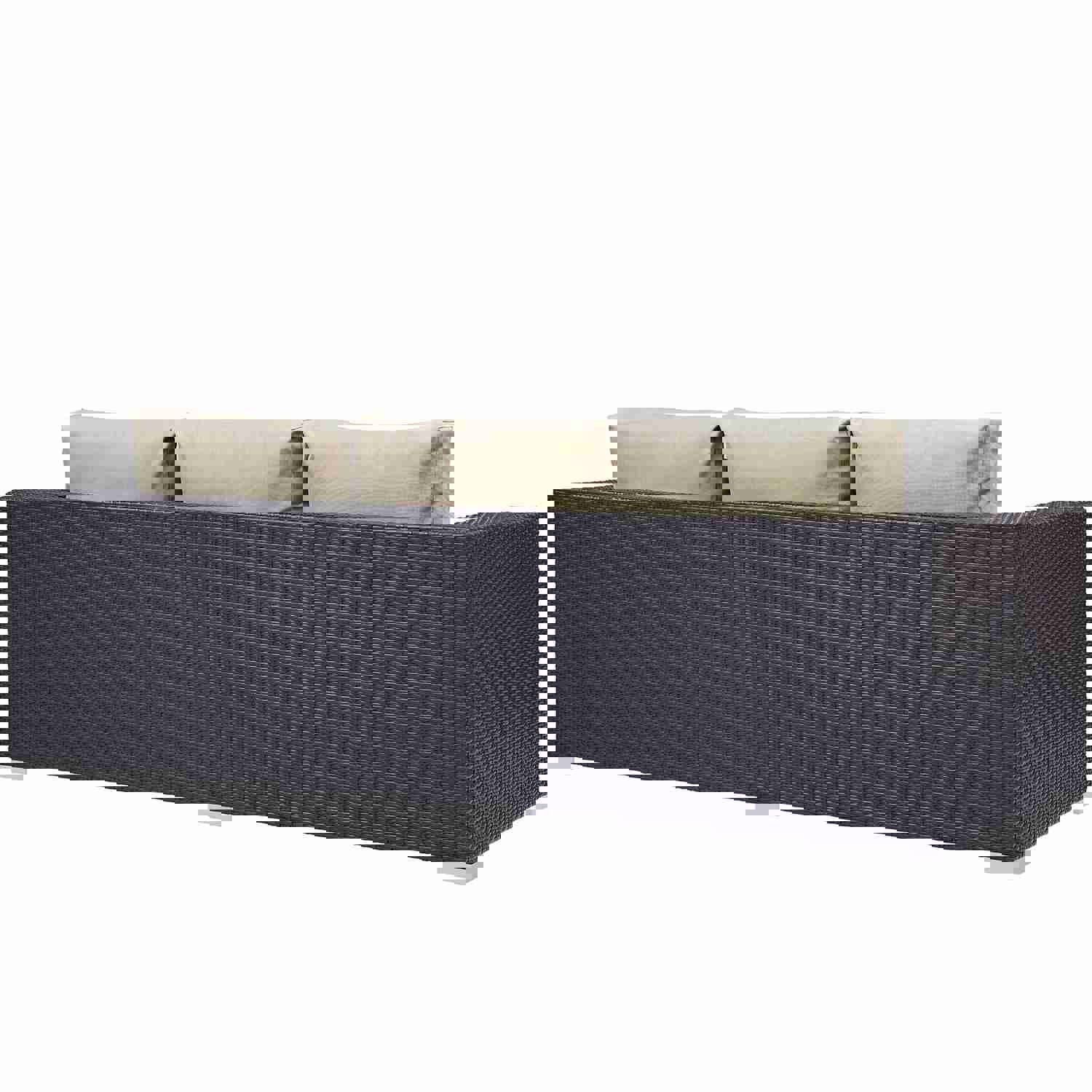 Convene 3 Piece Outdoor Patio Set with Fire Pit in Espresso Beige