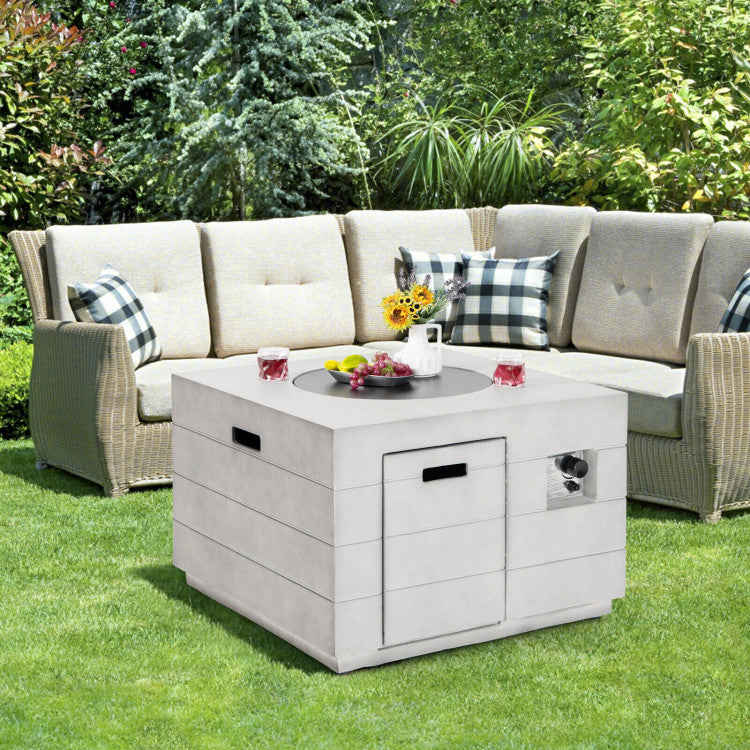 50000 BTU 2-in-1 Square Concrete Propane Gas Fire Pit Table with Stainless Steel Burner