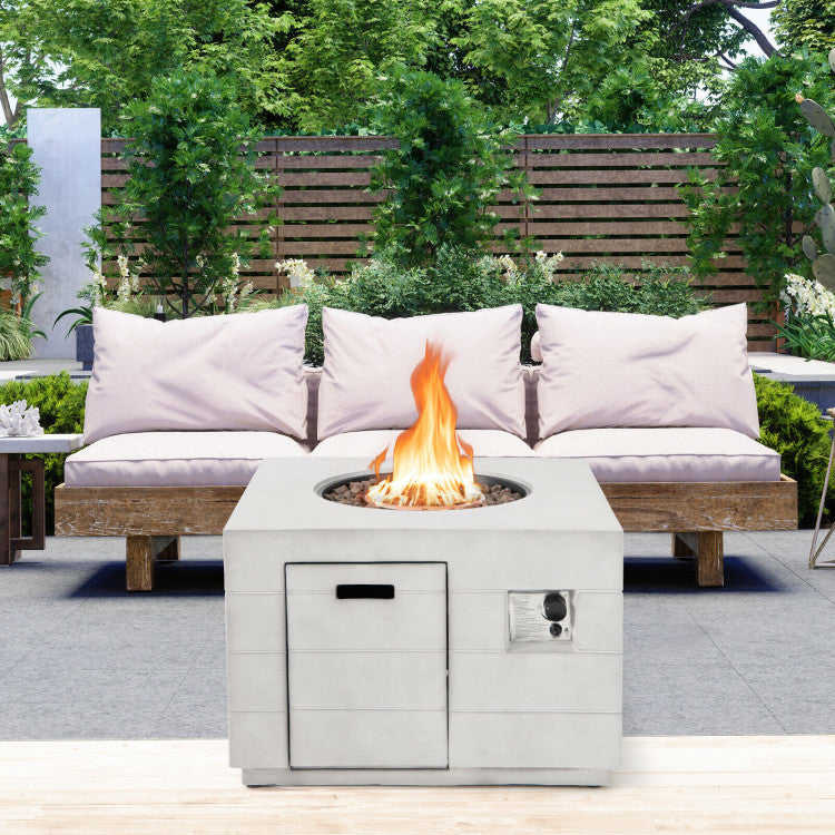 50000 BTU 2-in-1 Square Concrete Propane Gas Fire Pit Table with Stainless Steel Burner