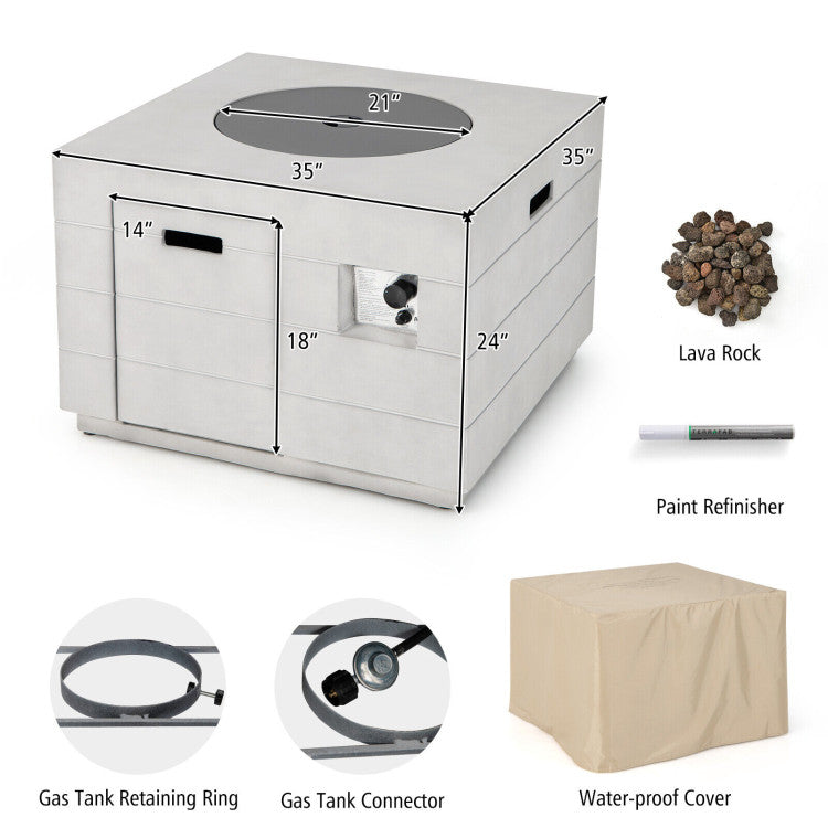 50000 BTU 2-in-1 Square Concrete Propane Gas Fire Pit Table with Stainless Steel Burner