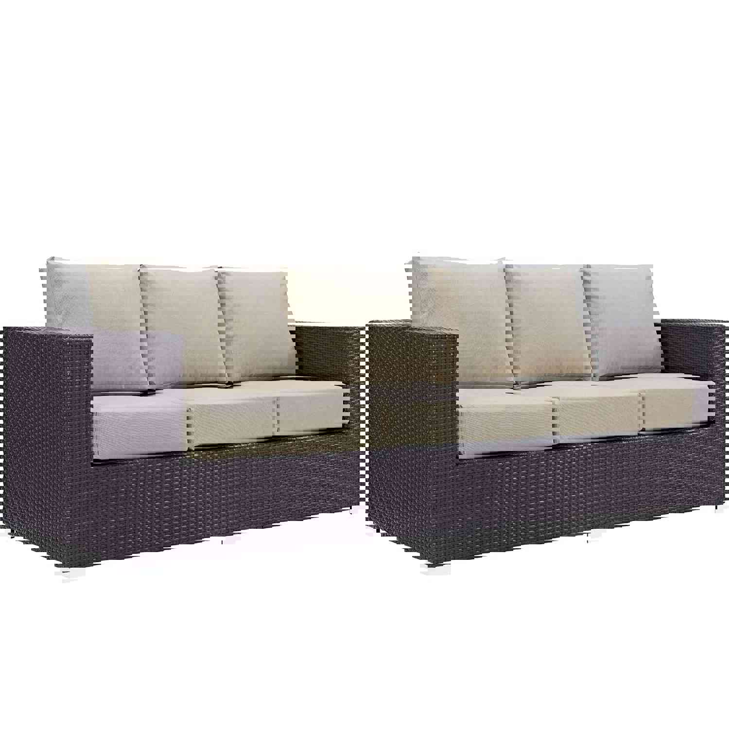 Convene 3 Piece Outdoor Patio Set with Fire Pit in Espresso Beige