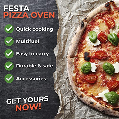 Keystone Peak Festa Outdoor Pizza Oven - Dual Fuel (Wood & Gas), Fast Heating, 5-Year Warranty