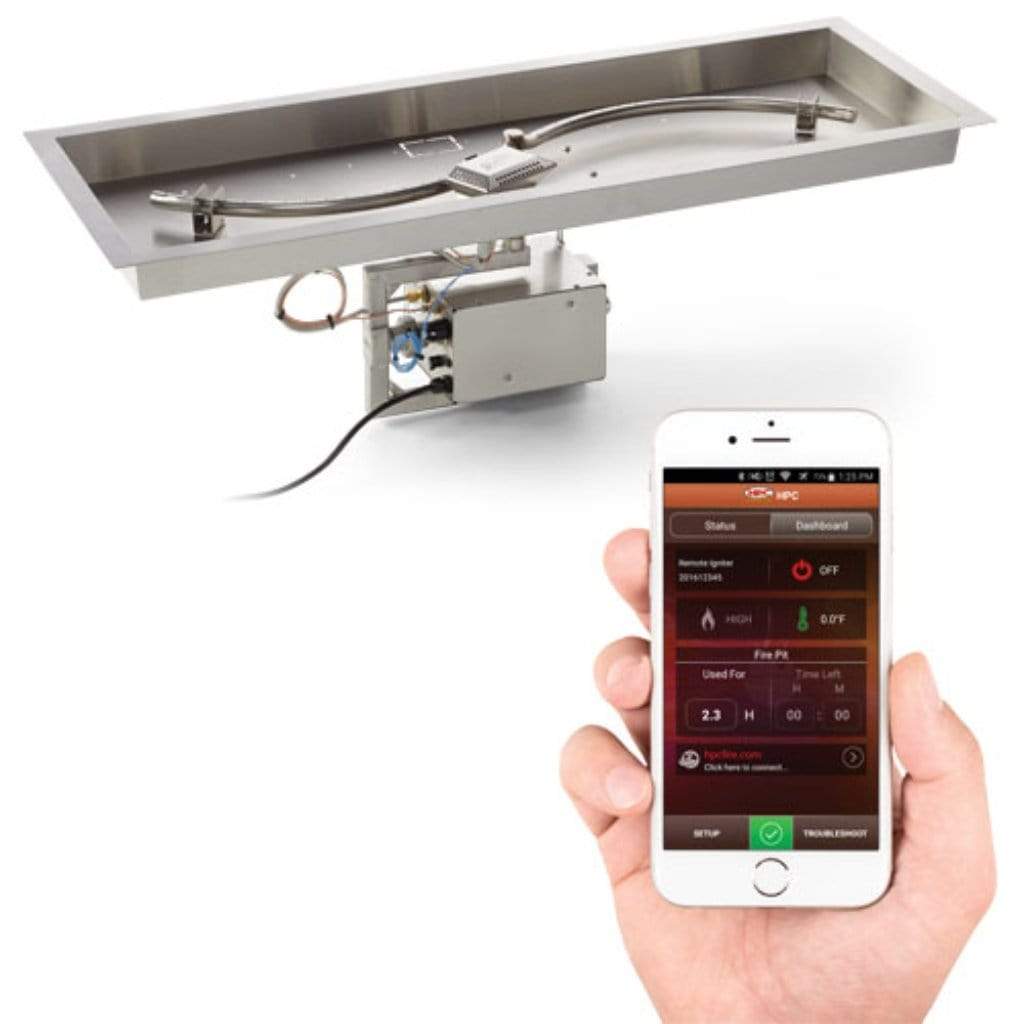 HPC 36 x 14 Rectangle S-Burner Bowl Pan Electronic Ignition Fire Pit Insert