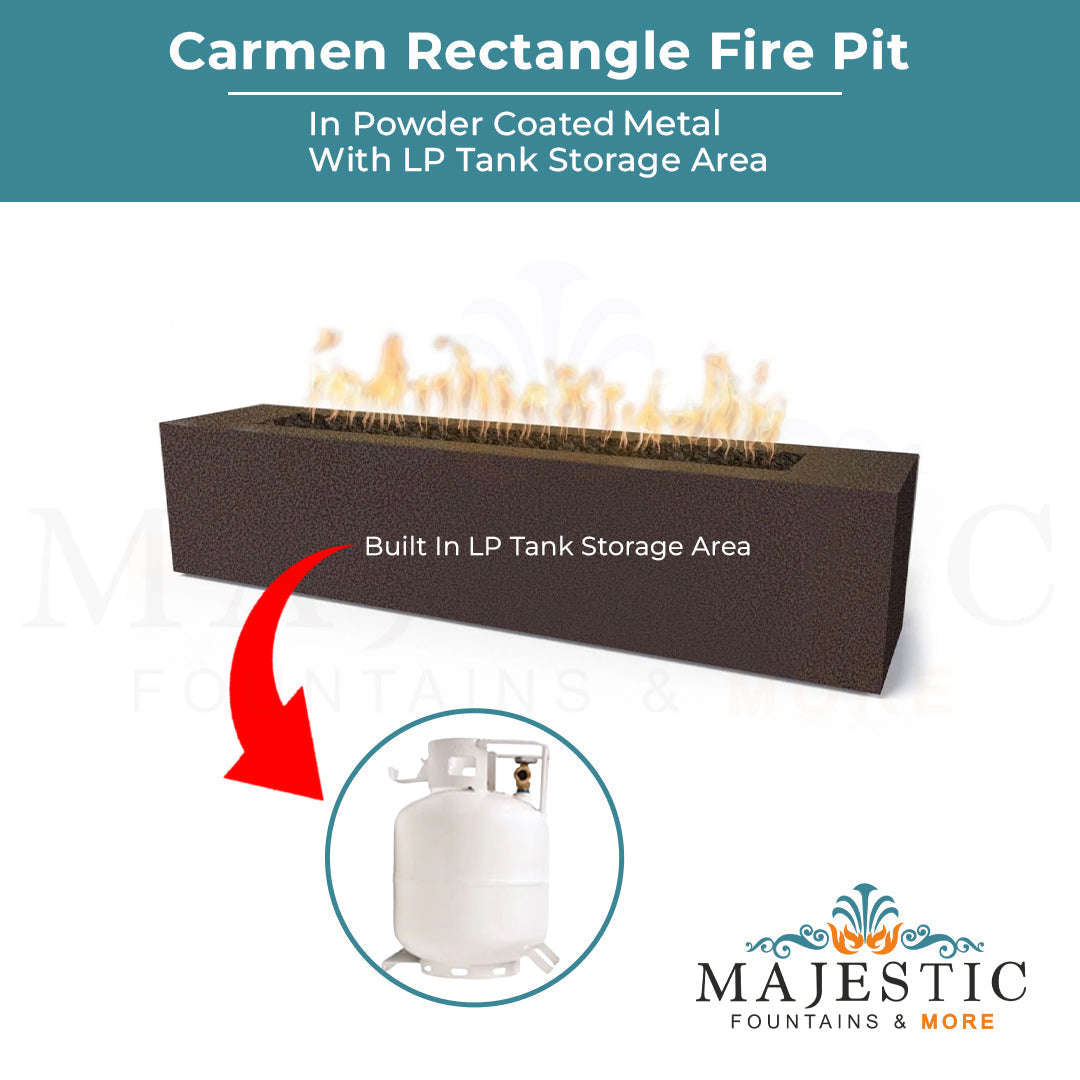 The Outdoor Plus Carmen Rectangle Fire Pit in Powder Coated Steel with Free Cover