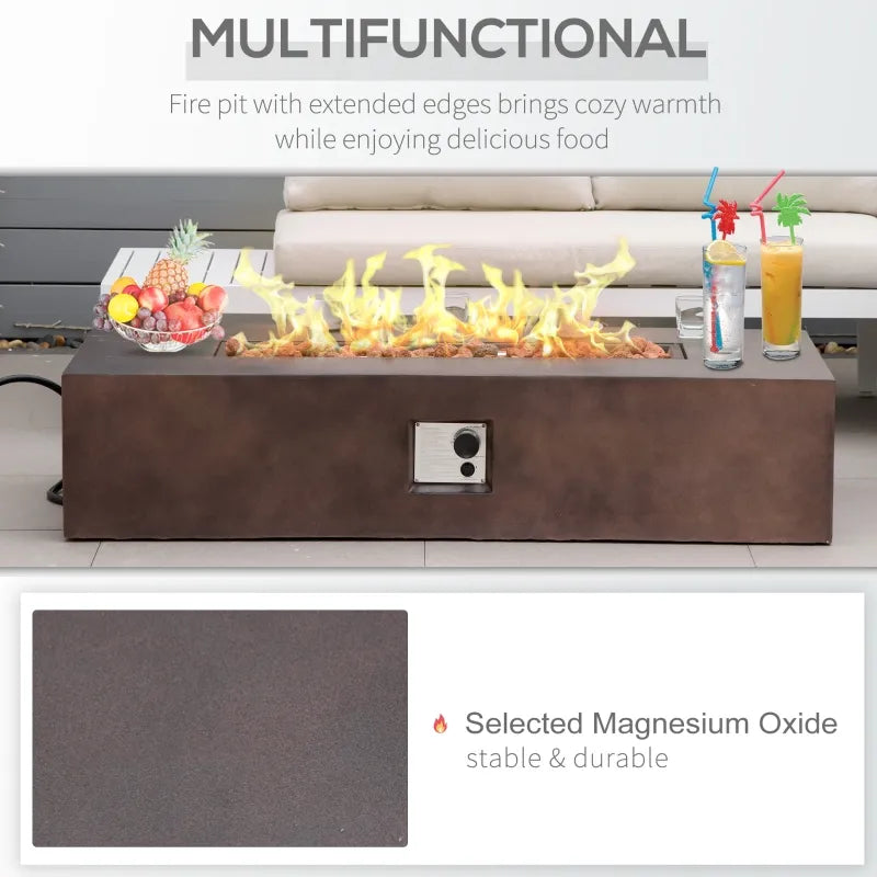 Outsunny 56 Inch Outdoor Propane Gas Fire Pit Table with Auto-Ignition and Lava Rocks