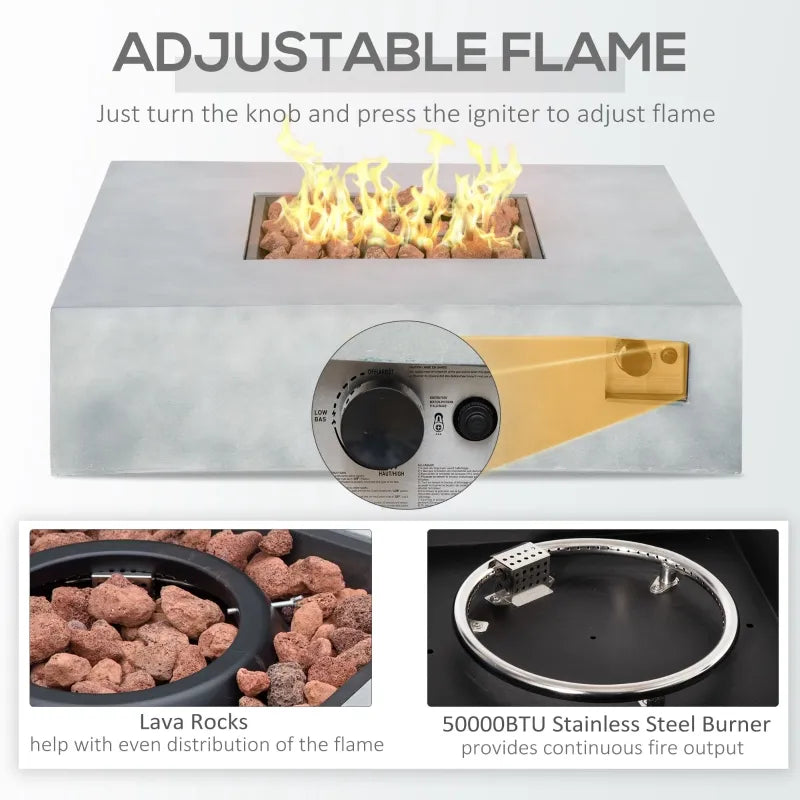 Outsunny 56 Inch Outdoor Propane Gas Fire Pit Table with Auto-Ignition and Lava Rocks