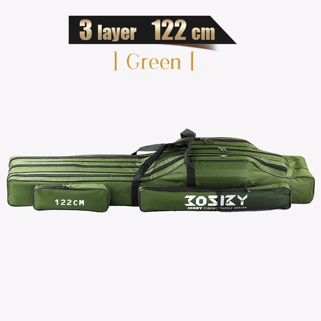 JOSBY Oxford Cloth Multifunctional Large Capacity Fishing Rod Storage Bag - 3-Layer, Foldable, Waterproof