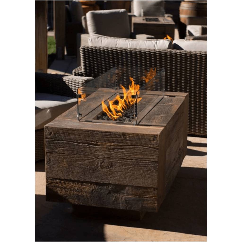 Outdoor Plus - Catalina GFRC Wood Grain Concrete Rectangle Gas Fire Pit 96